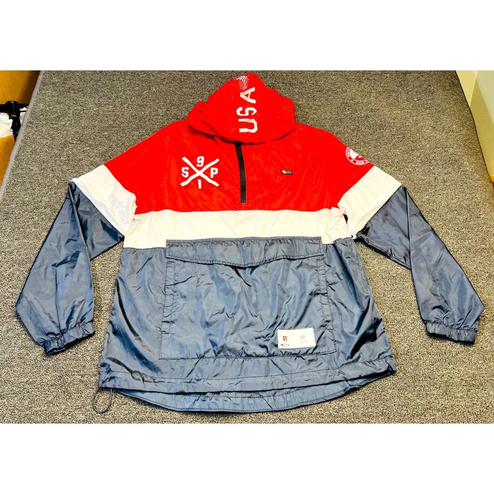 Southpole Anorak Jacket Mens Large Multicolor Hooded USA Run The Block MCMXCI